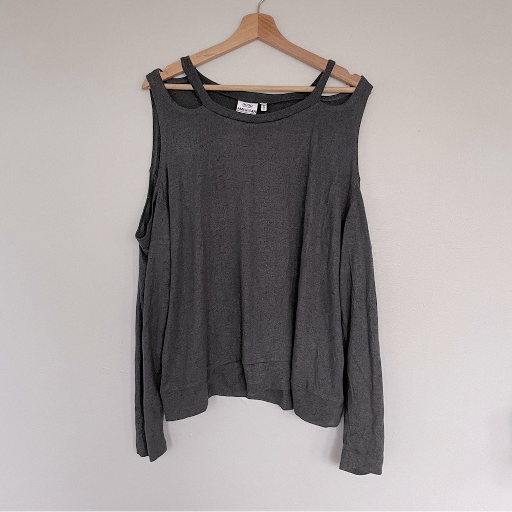 Good American Light Sweater gray cutout long sleeve size 5 L XL